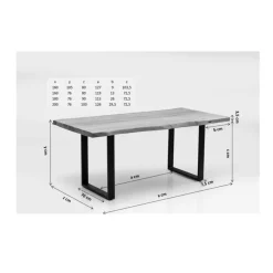 Tische-KARE Design Tisch Harmony Rohstahl 180X90