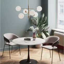 Tische-KARE Design Tisch Schickeria Marmor Weis Schwarz O110Cm