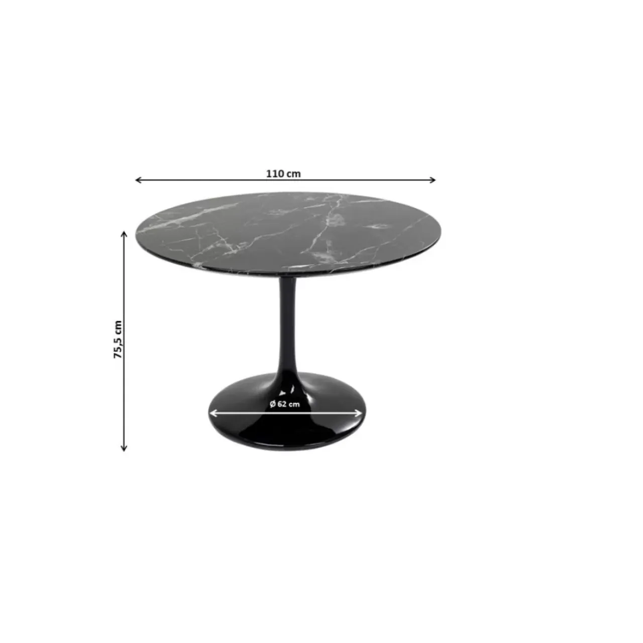 Tische-KARE Design Tisch Solo Marble Schwarz O110