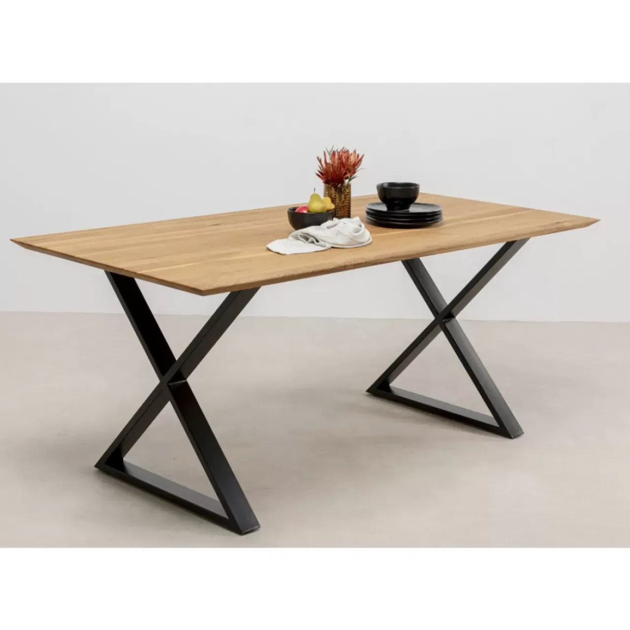Tische-KARE Design Tisch Symphony Eiche Cross Schwarz 180X90Cm