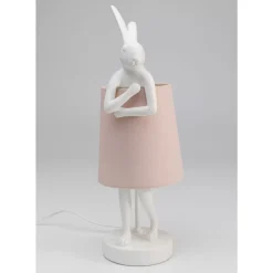 Tischleuchten-KARE Design Tischleuchte Animal Rabbit Weis/Rosa 50Cm