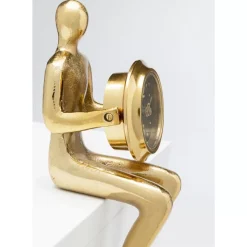 Uhren-KARE Design Tischuhr Sitting Man Gold 8X27Cm