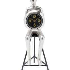 Uhren-KARE Design Tischuhr Sitting Man Silber 12X31Cm
