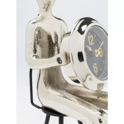 Uhren-KARE Design Tischuhr Sitting Man Silber 12X31Cm