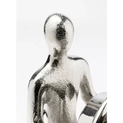 Uhren-KARE Design Tischuhr Sitting Man Silber 12X31Cm