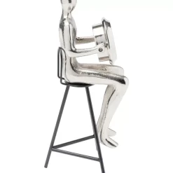 Uhren-KARE Design Tischuhr Sitting Man Silber 12X31Cm