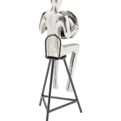 Uhren-KARE Design Tischuhr Sitting Man Silber 12X31Cm