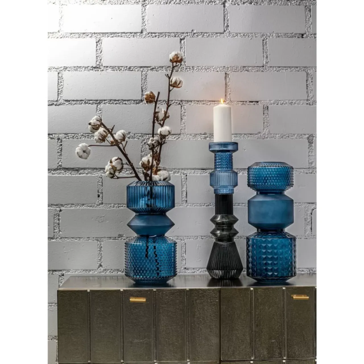 Vasen-KARE Design Vase Marvelous Duo Blau 42Cm