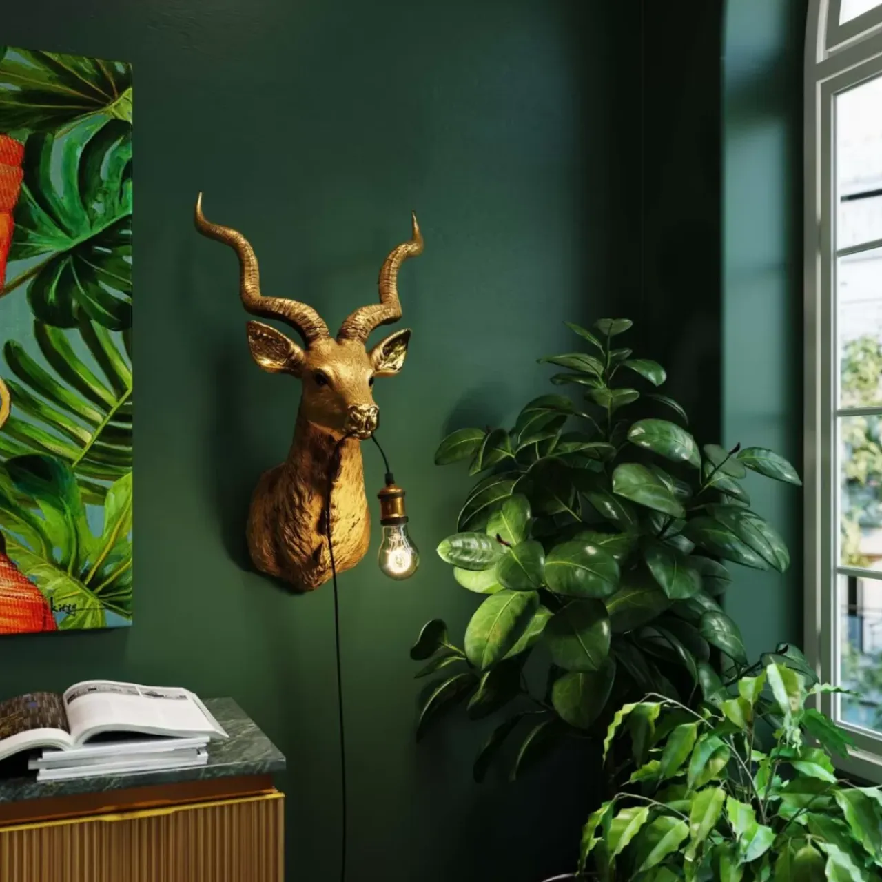 Wandleuchten-KARE Design Wandleuchte Animal Goat Gold 45X74Cm
