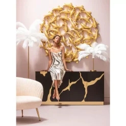 Bilder-KARE Design Wandobjekt School Of Koi Gold O160Cm