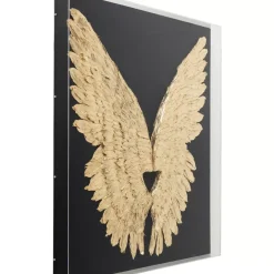 Bilder-KARE Design Wandschmuck Wings Gold Black 120X120Cm