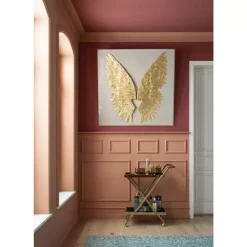 Bilder-KARE Design Wandschmuck Wings Gold-Weis 120X120Cm