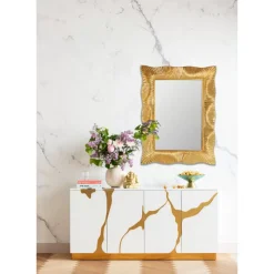 Spiegel-KARE Design Wandspiegel Wavy Brass 94X124Cm