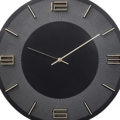 Uhren-KARE Design Wanduhr Leonardo Schwarz/Gold 50