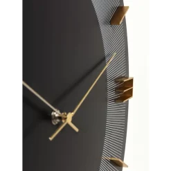 Uhren-KARE Design Wanduhr Leonardo Schwarz/Gold 50
