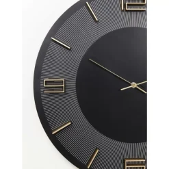 Uhren-KARE Design Wanduhr Leonardo Schwarz/Gold 50