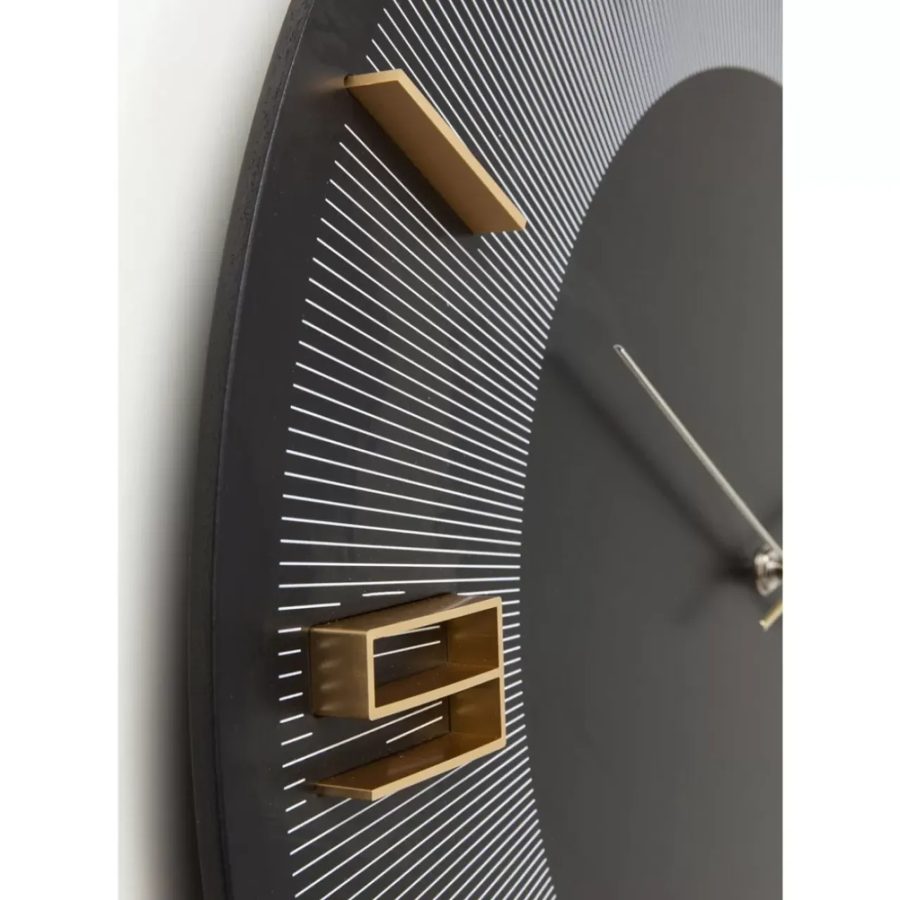 Uhren-KARE Design Wanduhr Leonardo Schwarz/Gold 50