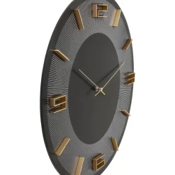 Uhren-KARE Design Wanduhr Leonardo Schwarz/Gold 50