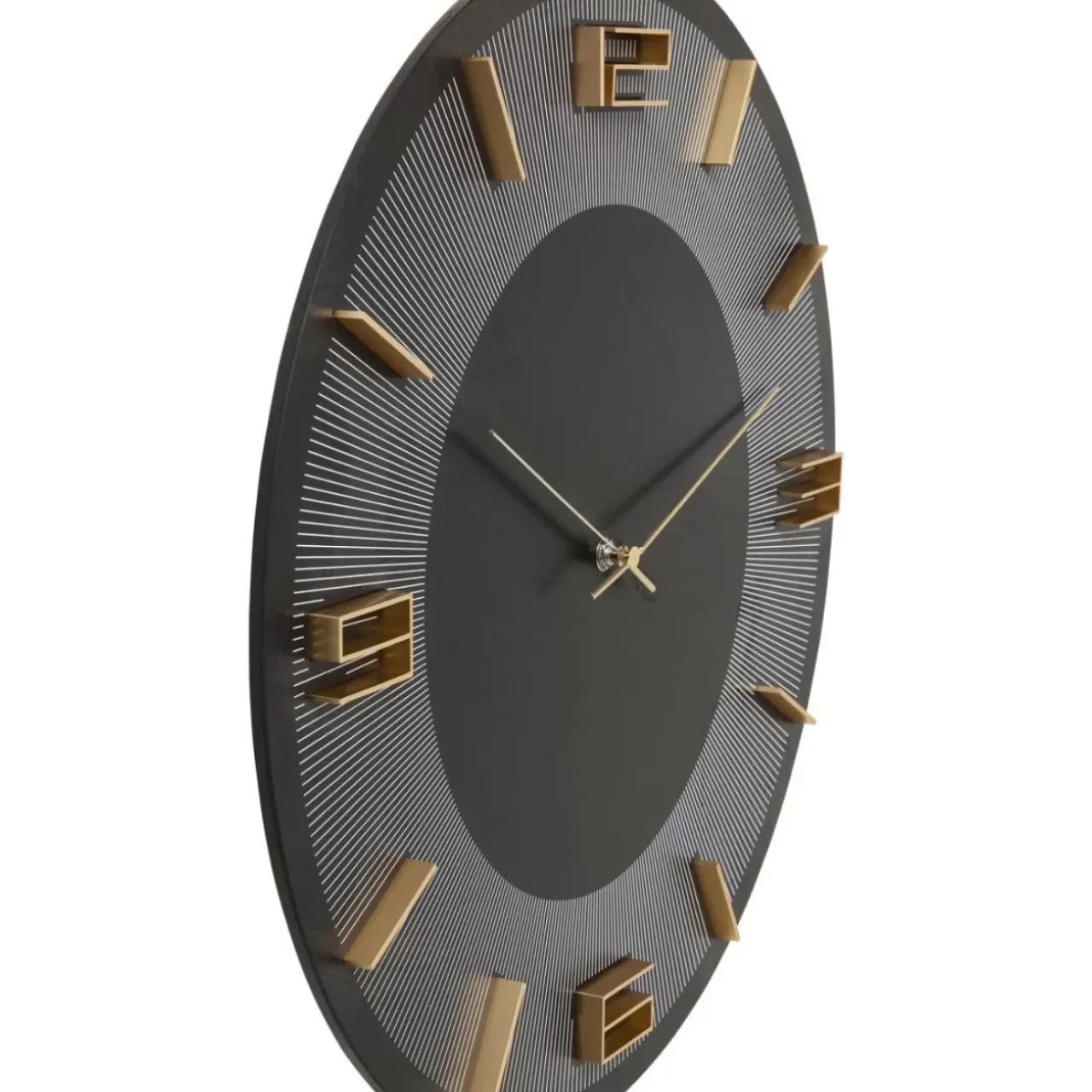 Uhren-KARE Design Wanduhr Leonardo Schwarz/Gold 50