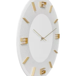 Uhren-KARE Design Wanduhr Leonardo Weis/Gold