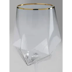 Geschirr & Tischaccessoires-KARE Design Weinglas Diamond Gold Rim