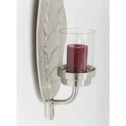 Kerzenständer & Laternen-KARE Design Windlicht Leaf Silber