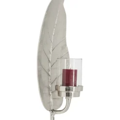 Kerzenständer & Laternen-KARE Design Windlicht Leaf Silber