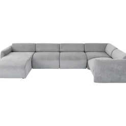 Sofas & Couches-KARE Design Wohnlandschaft 1 Lucca Grau Links 328Cm